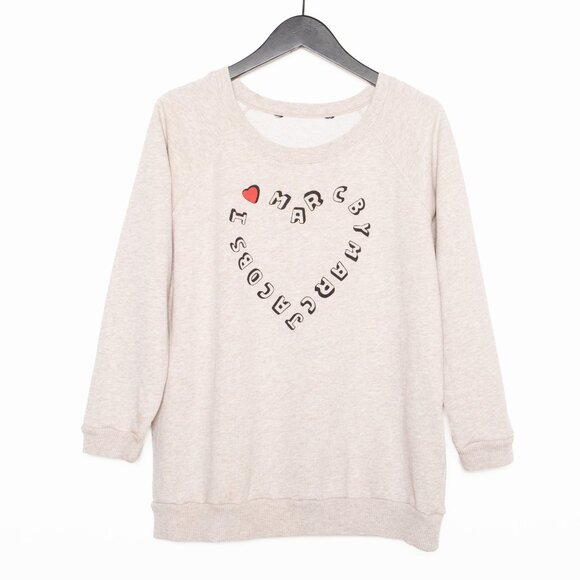 Marc by Marc Jacobs I Heart MJ Beige Gray Cotton Graphic Sweatshirt - XS/S - Picture 1 of 10
